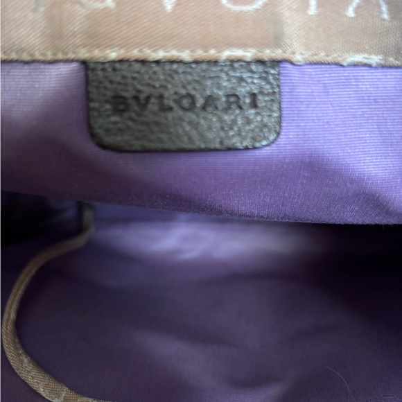 Bvlgari Logo Mania Beige Canvas Brown Leather Tote - Picture 8 of 11